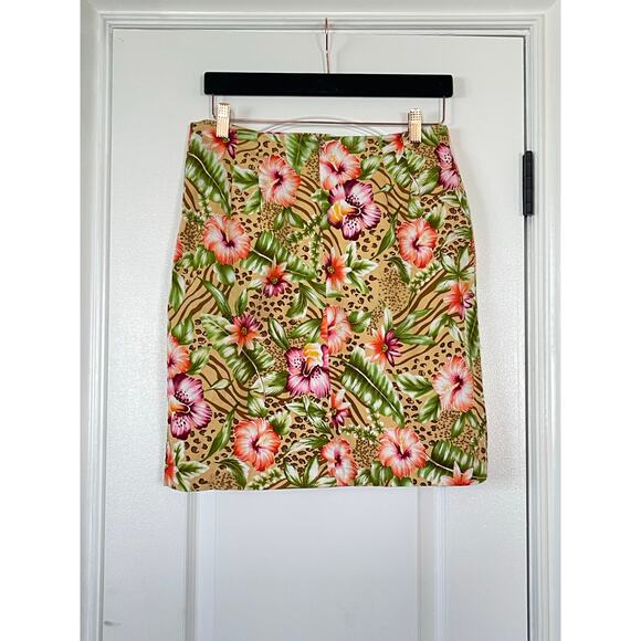Vintage WORTHINGTON Skirt Womens Bright Floral Stretch Pencil Size 12 - Picture 4 of 5